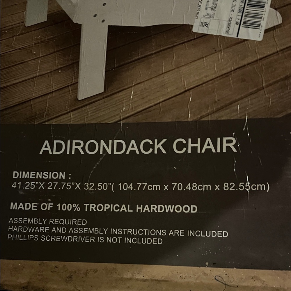 Adirondack Chair - White Hardwood Outdoor Accent - Picture 8 of 8